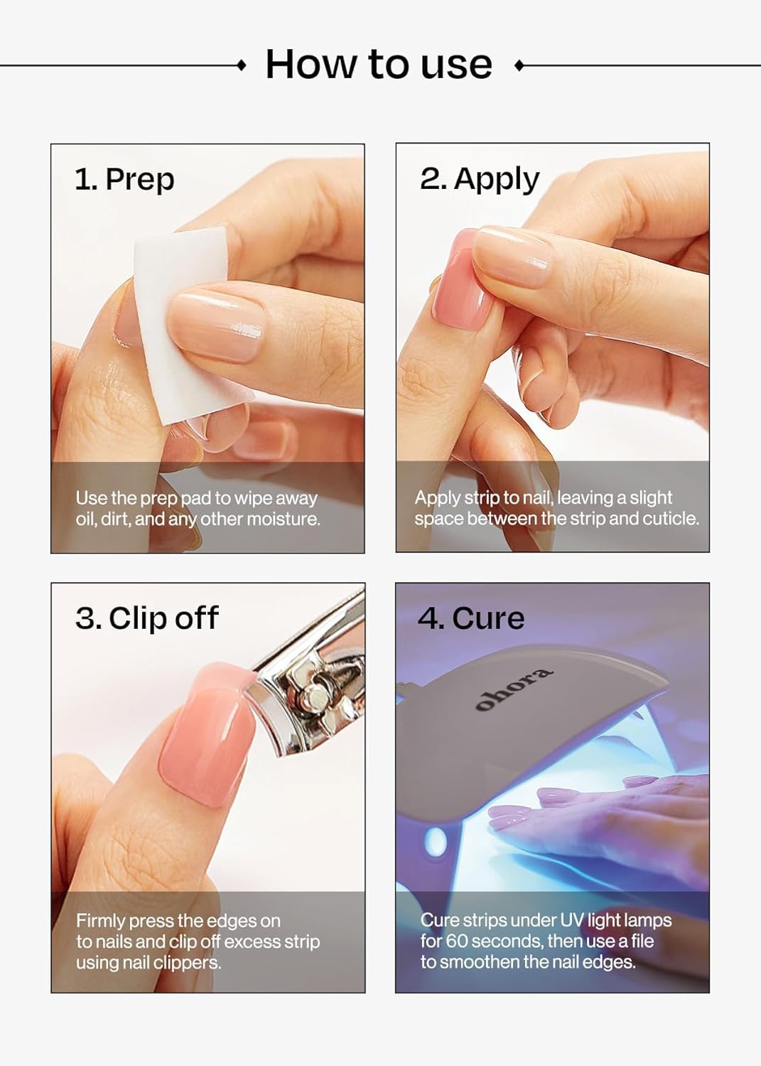 ohora wraps work with any UV or LED lamp for flexible styling