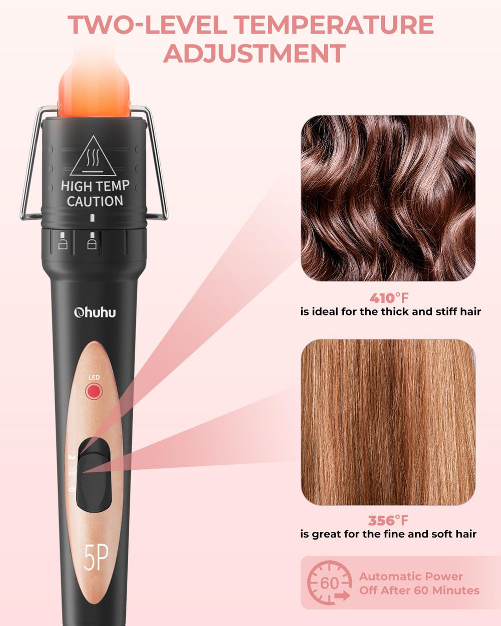 Ohuhu 1-1.25 inch barrel for smooth, natural waves and body.