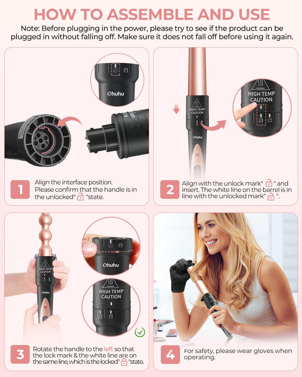 Ohuhu 1 inch barrel creates classic curls with added volume.