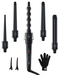 Ohuhu 5in1 curling wand set variety barrels demonstrate multiple curl sizes for versatile styling.