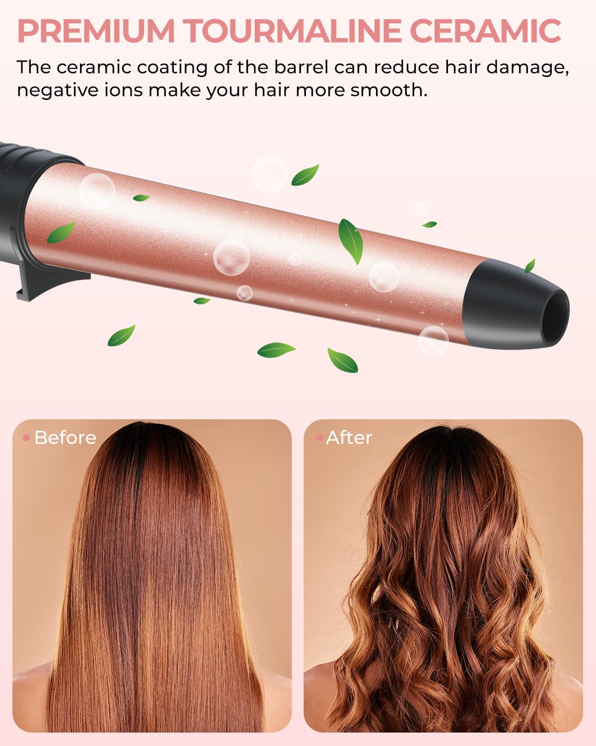 Ohuhu curling wand barrel 1-1.25 inch for loose waves