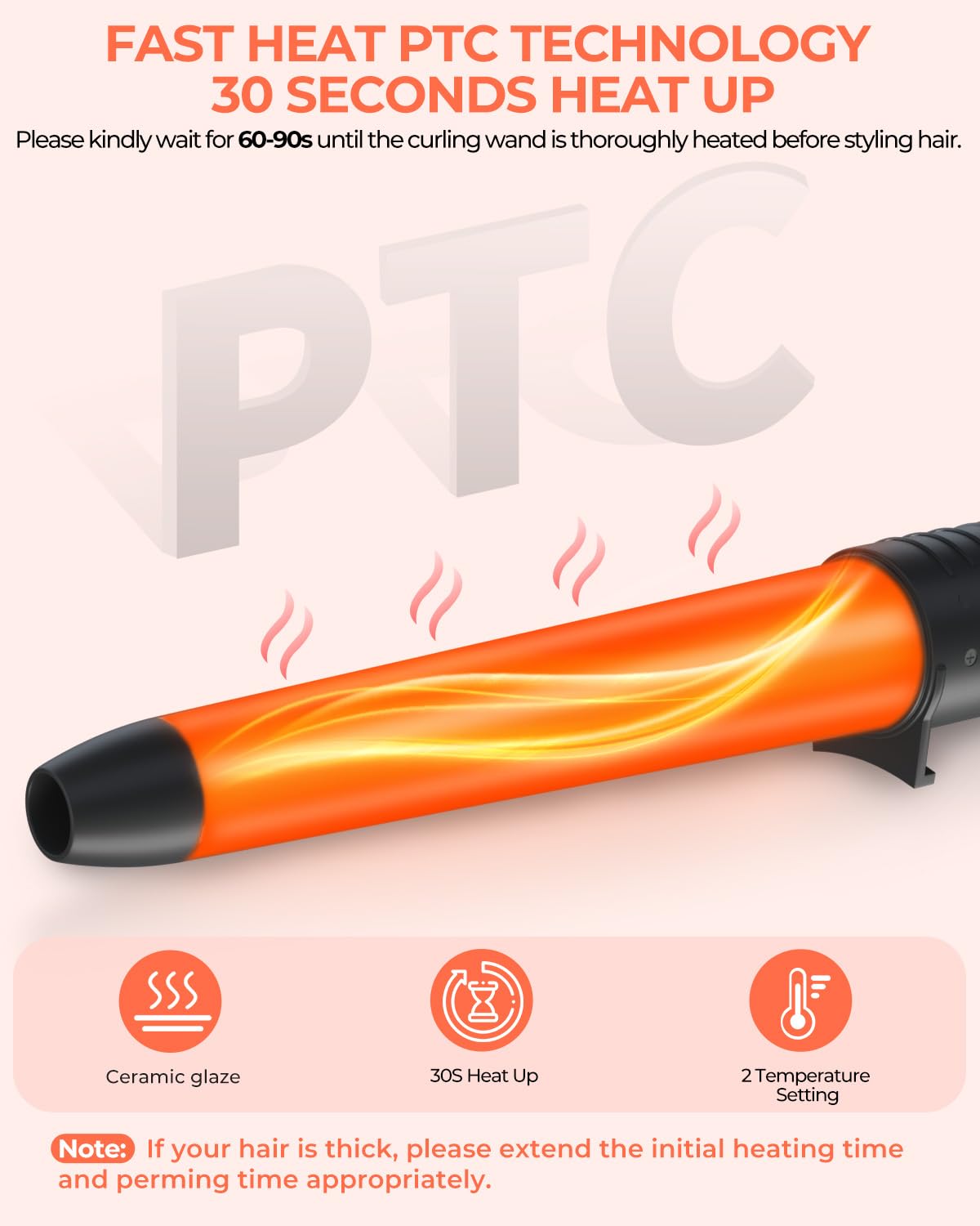 Ohuhu curling wand set includes clips to secure sections during styling.