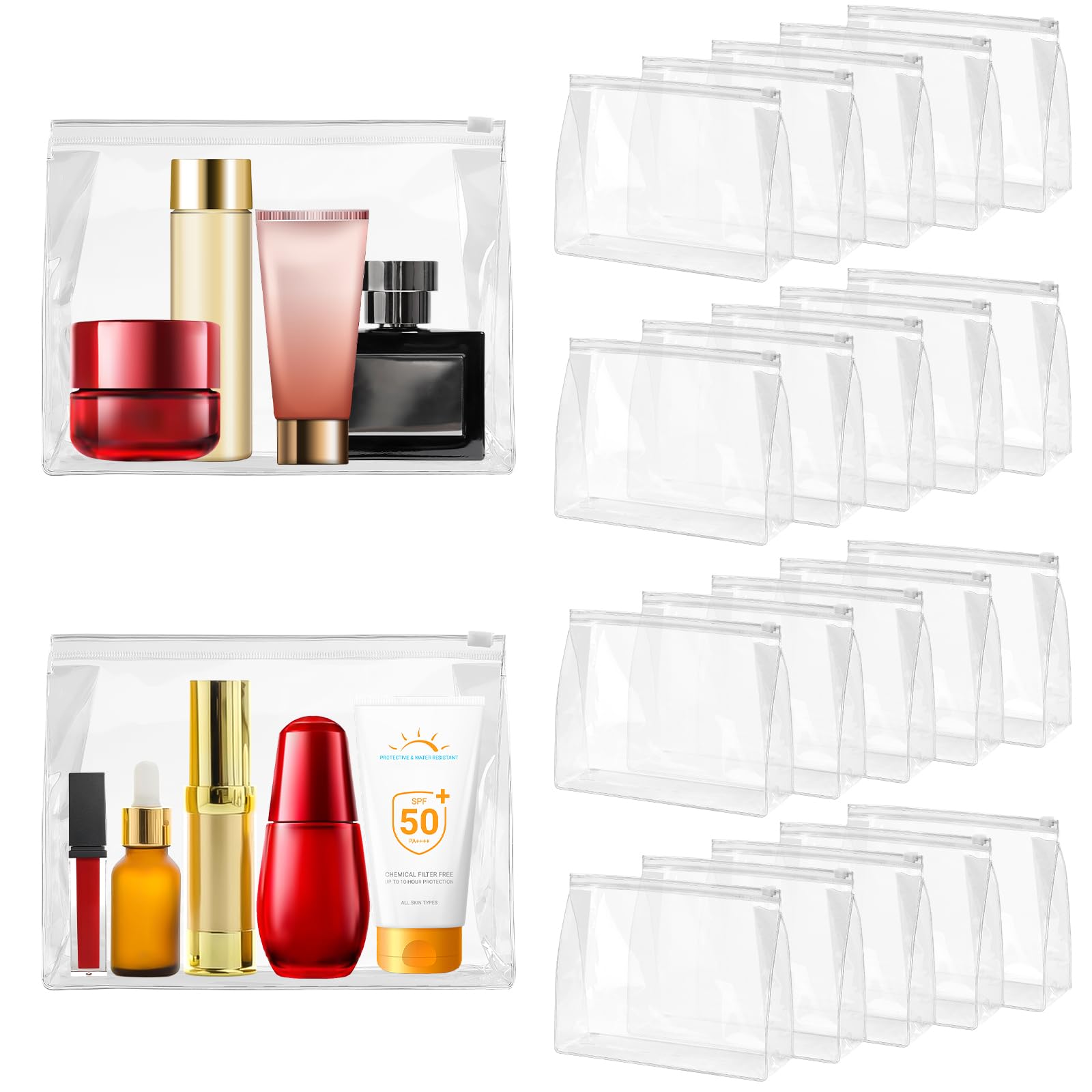 Ohuimrt mini clear makeup bags bulk front view for easy content spotting.