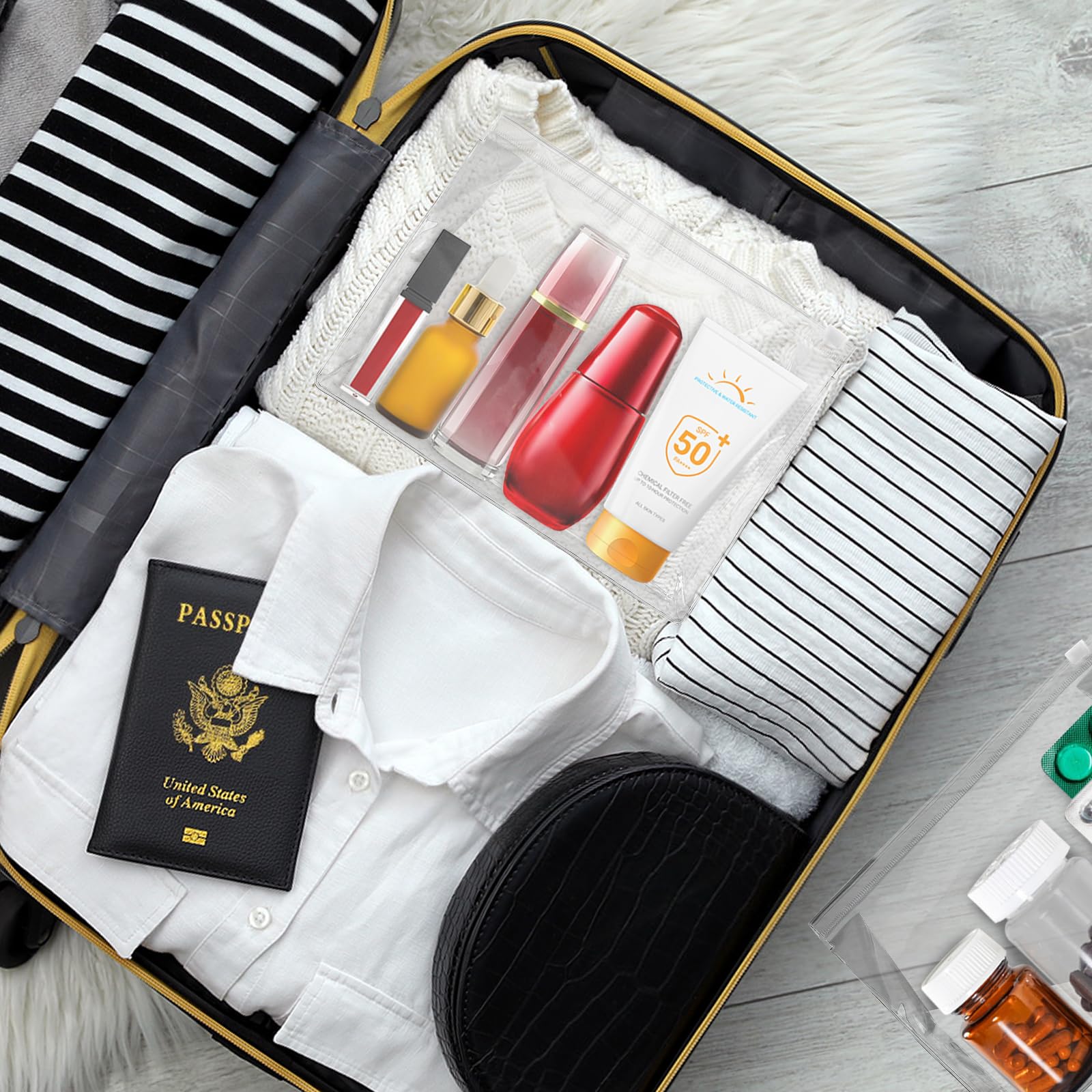 Ohuimrt mini clear makeup bags bulk zipper closeup showing smooth action.