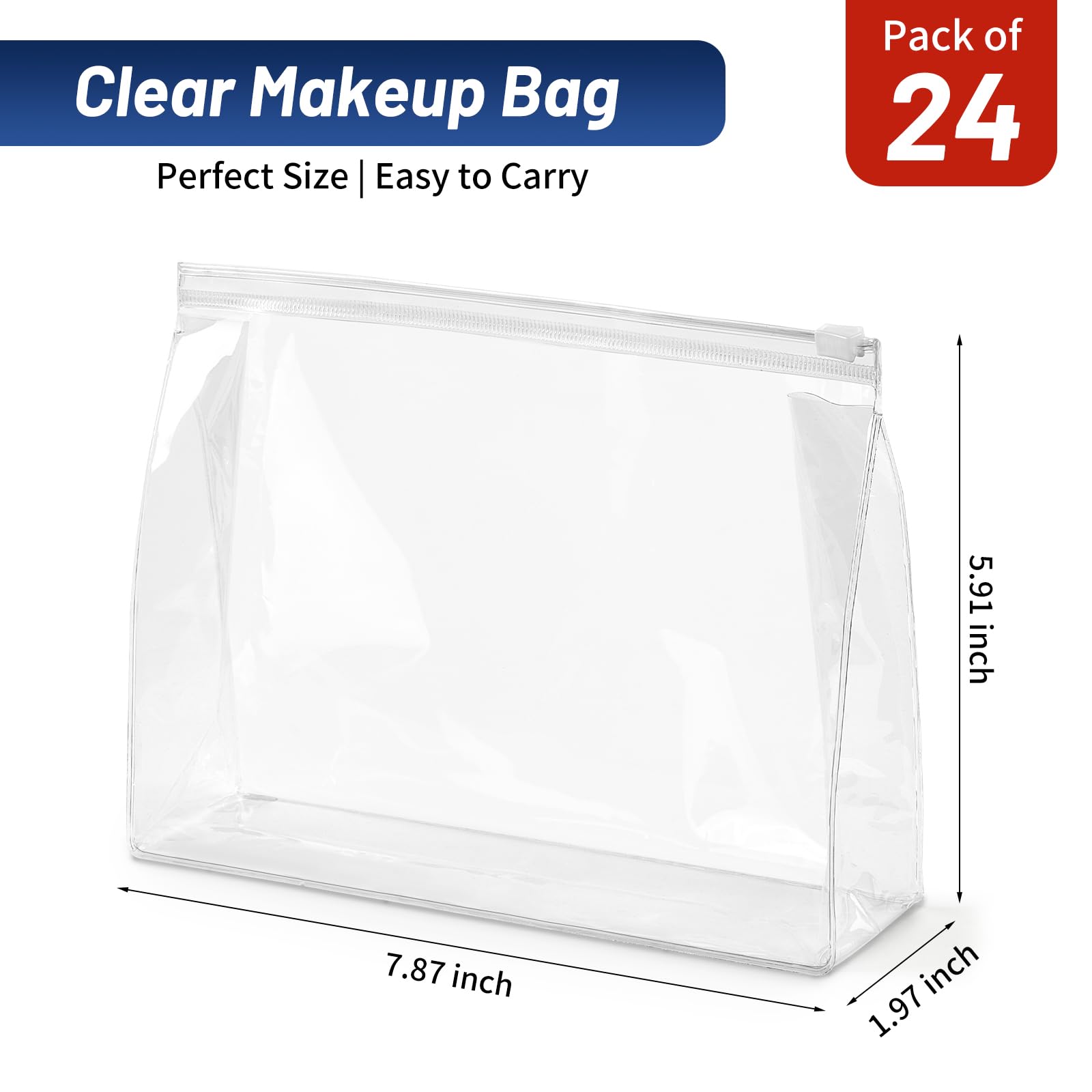 Ohuimrt mini clear makeup bags bulk zipper closeup showing smooth action.