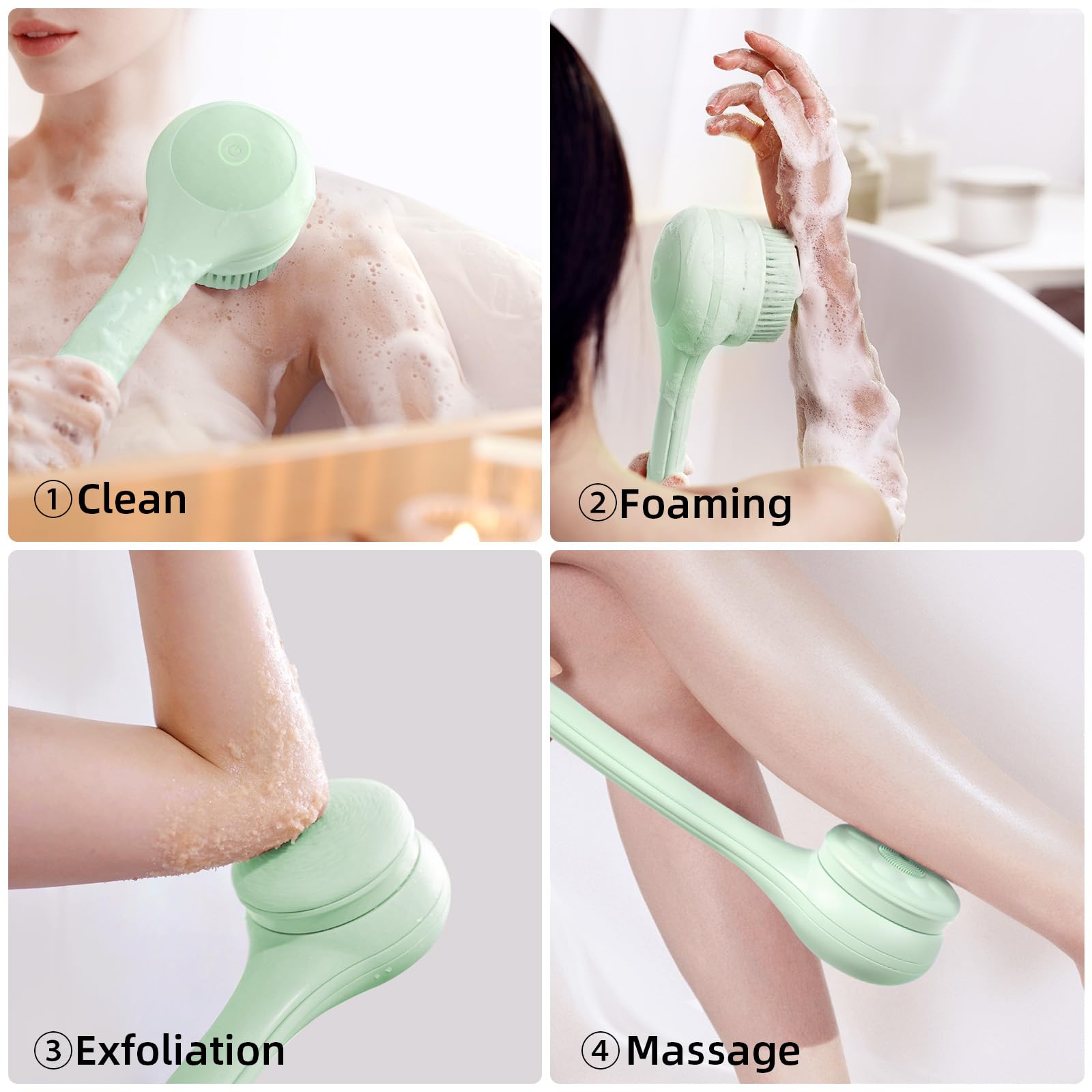 Oh,XIYU bendable secondary handle enables easy back cleaning.