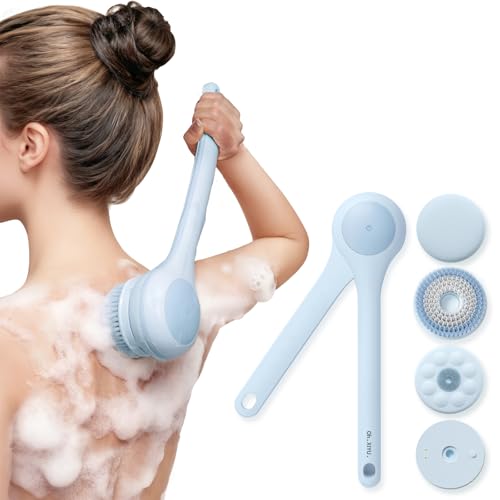 Ohxiyu electric body brush with dual-handle for thorough shower cleansing.