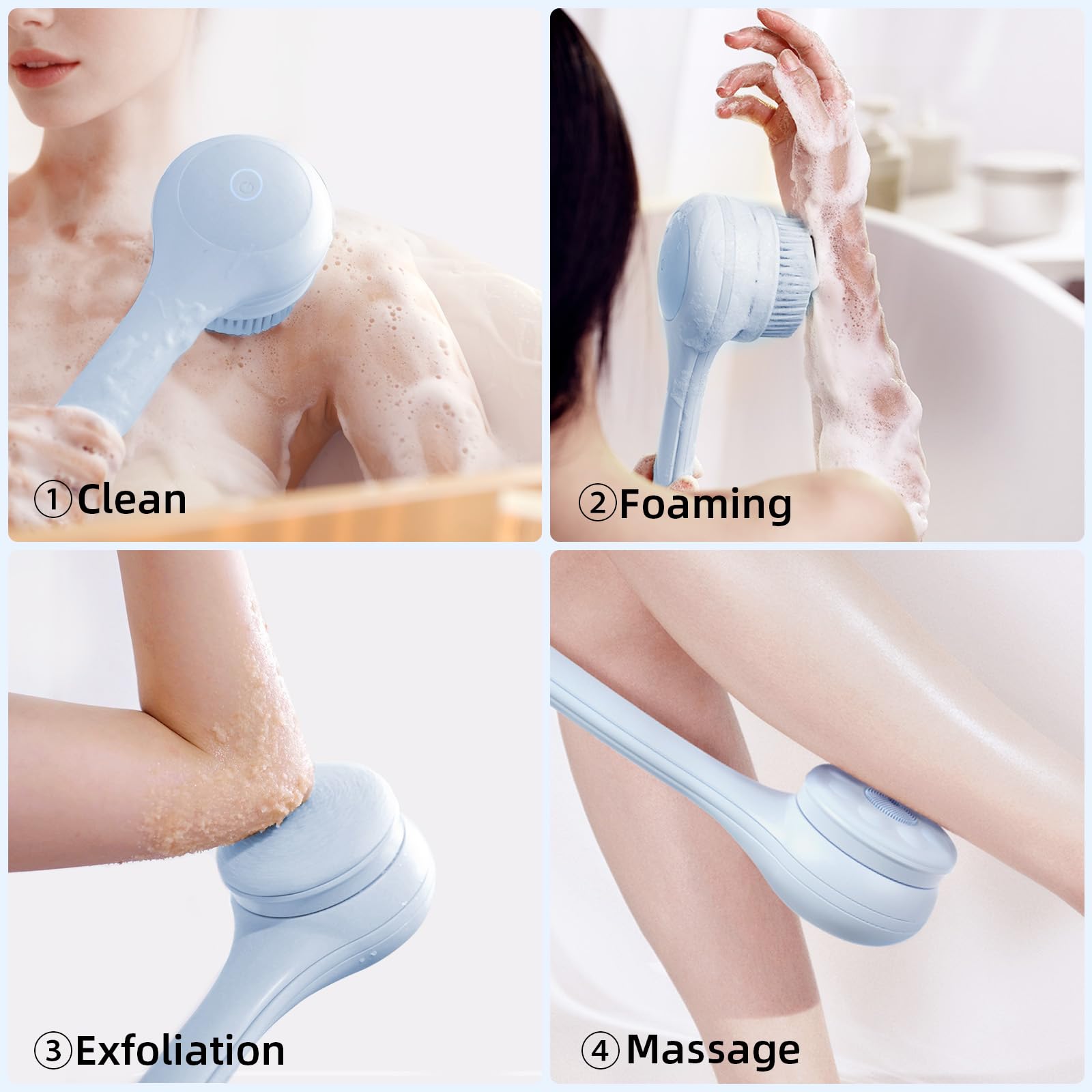 Ohxiyu waterproof IPX7 body brush designed for shower use.