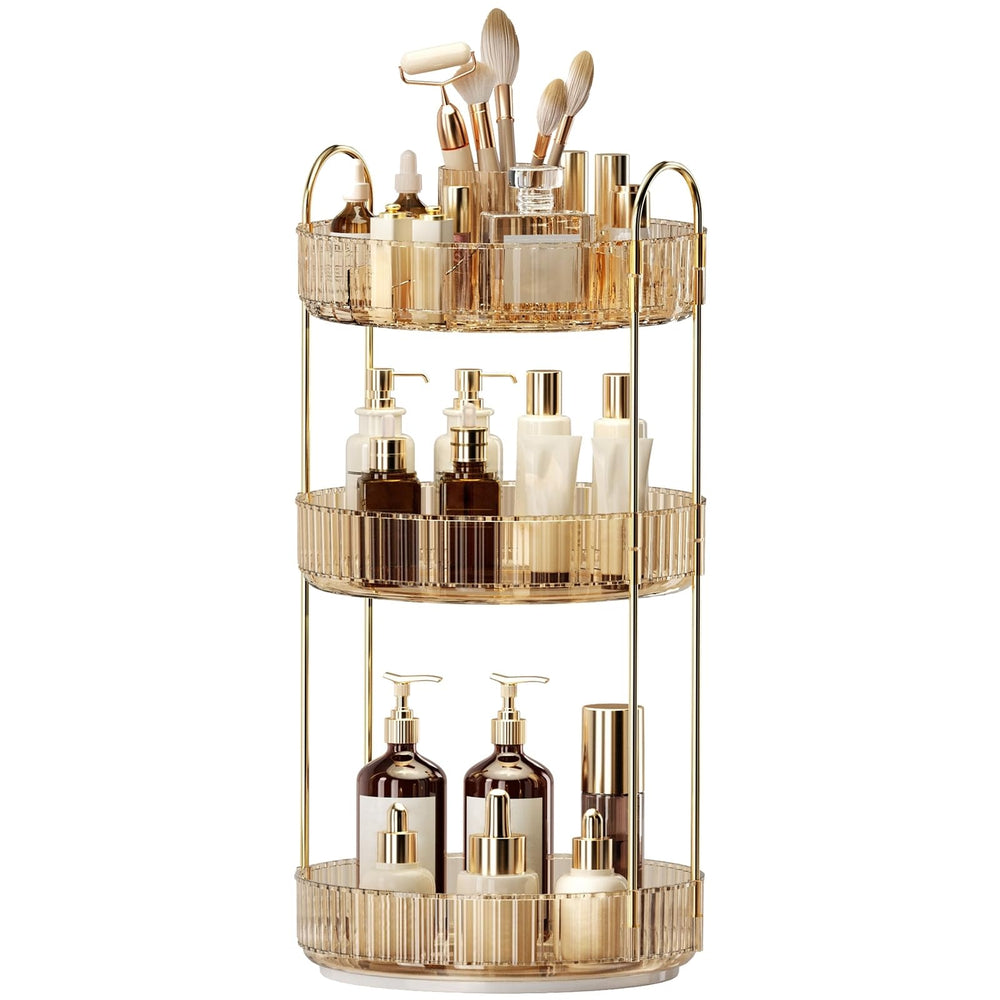 Oifecsie 360° rotation makeup organizer offers quick access to cosmetics.