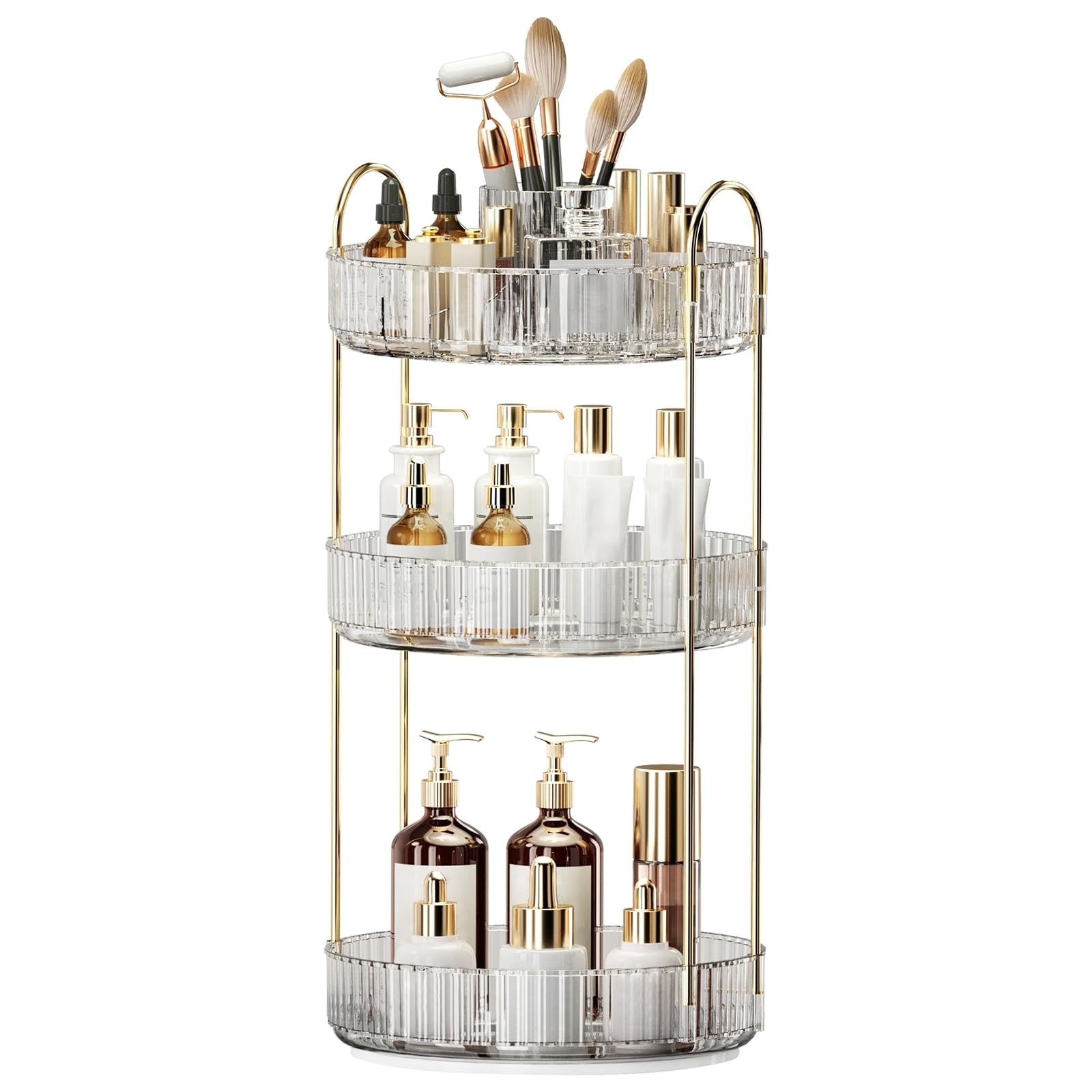 Oifecsie 360° rotation makeup organizer offers easy reach for daily cosmetics.