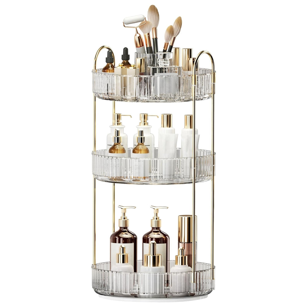 Oifecsie 360° rotation makeup organizer offers easy reach for daily cosmetics.