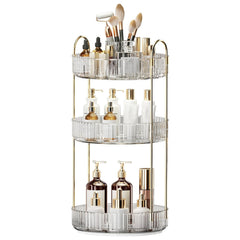 Oifecsie 360° rotation makeup organizer offers easy reach for daily cosmetics.