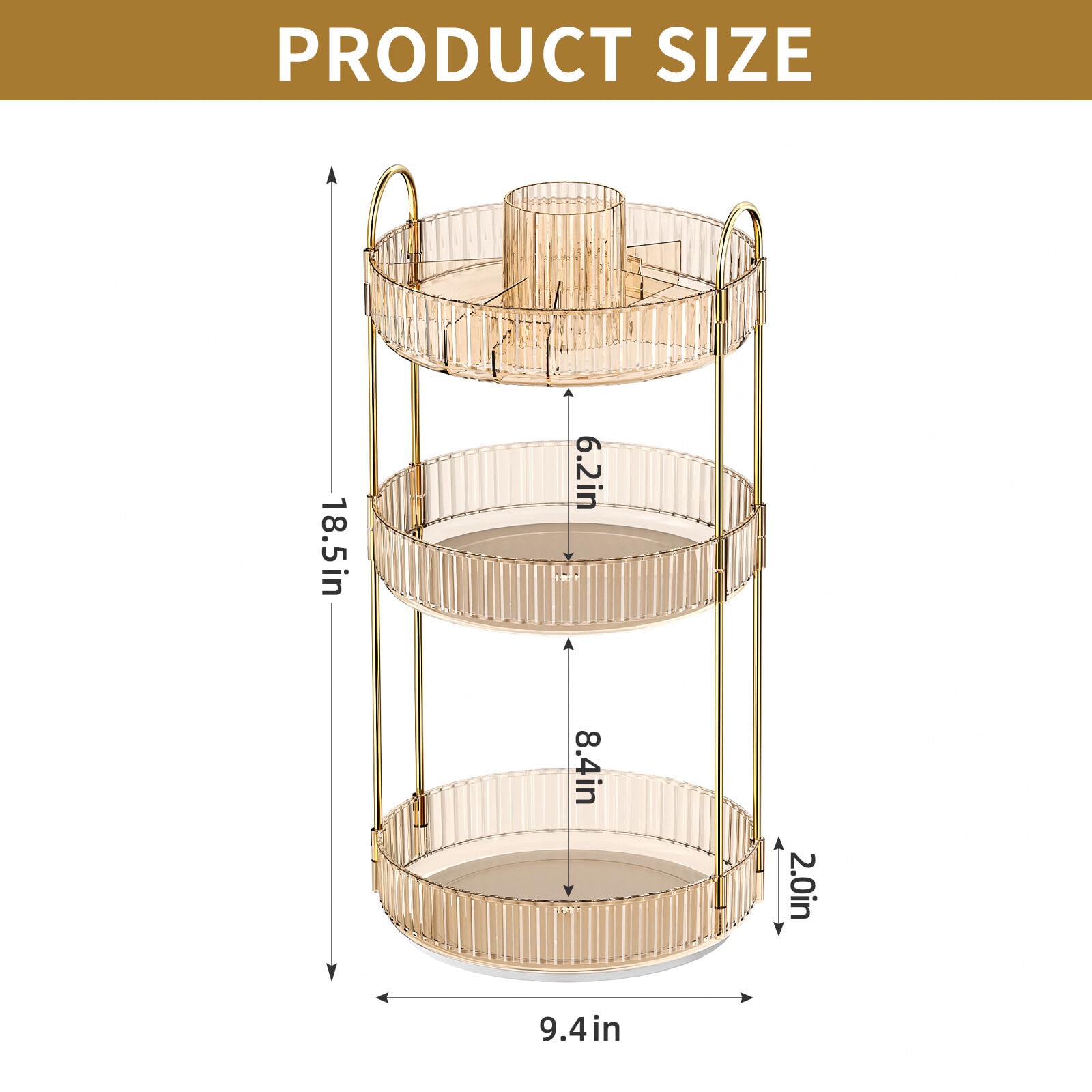 Oifecsie multi-functional vanity and bathroom organizer for cosmetics and skincare.