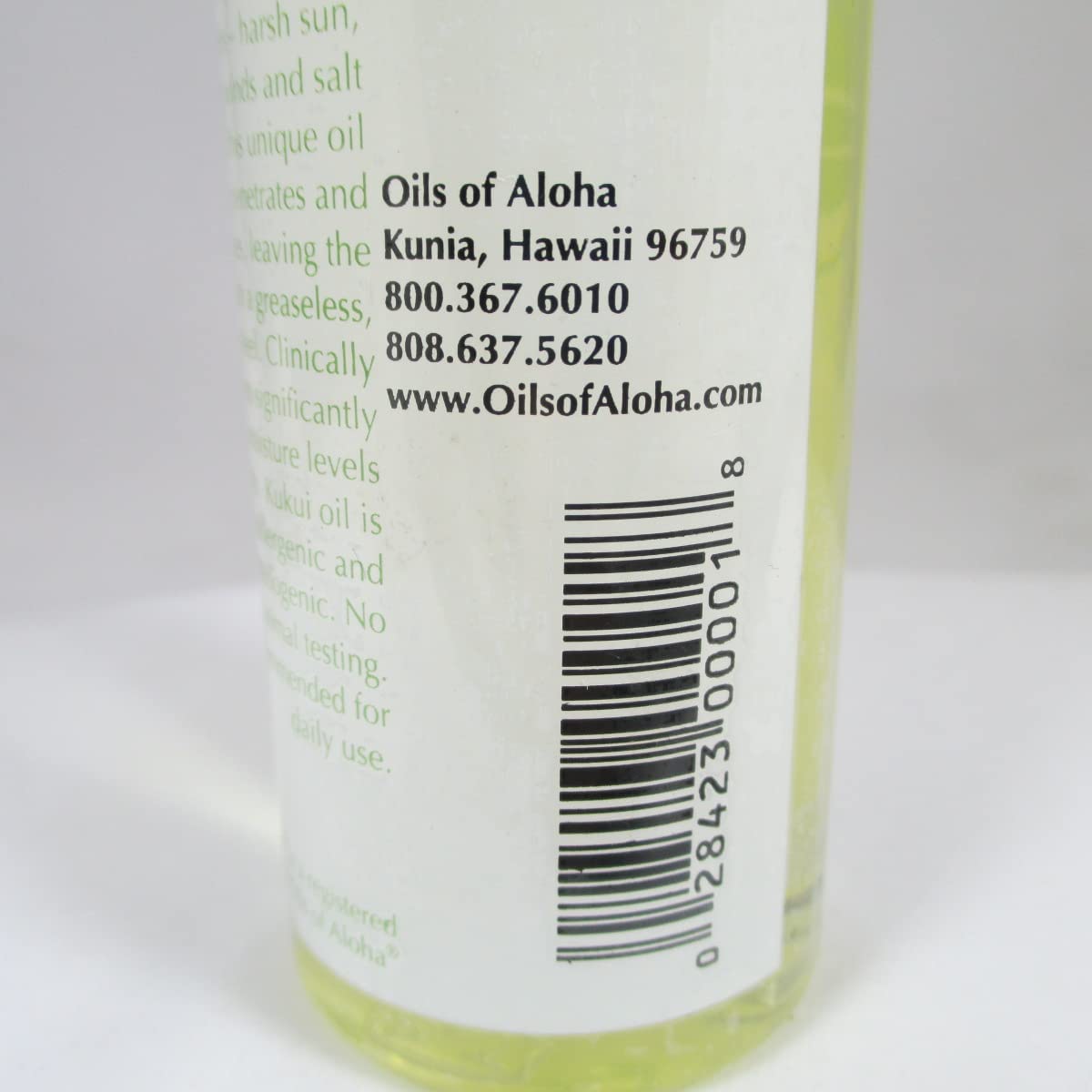 Oils of Aloha Kukui Oil used as makeup remover around the eyes.