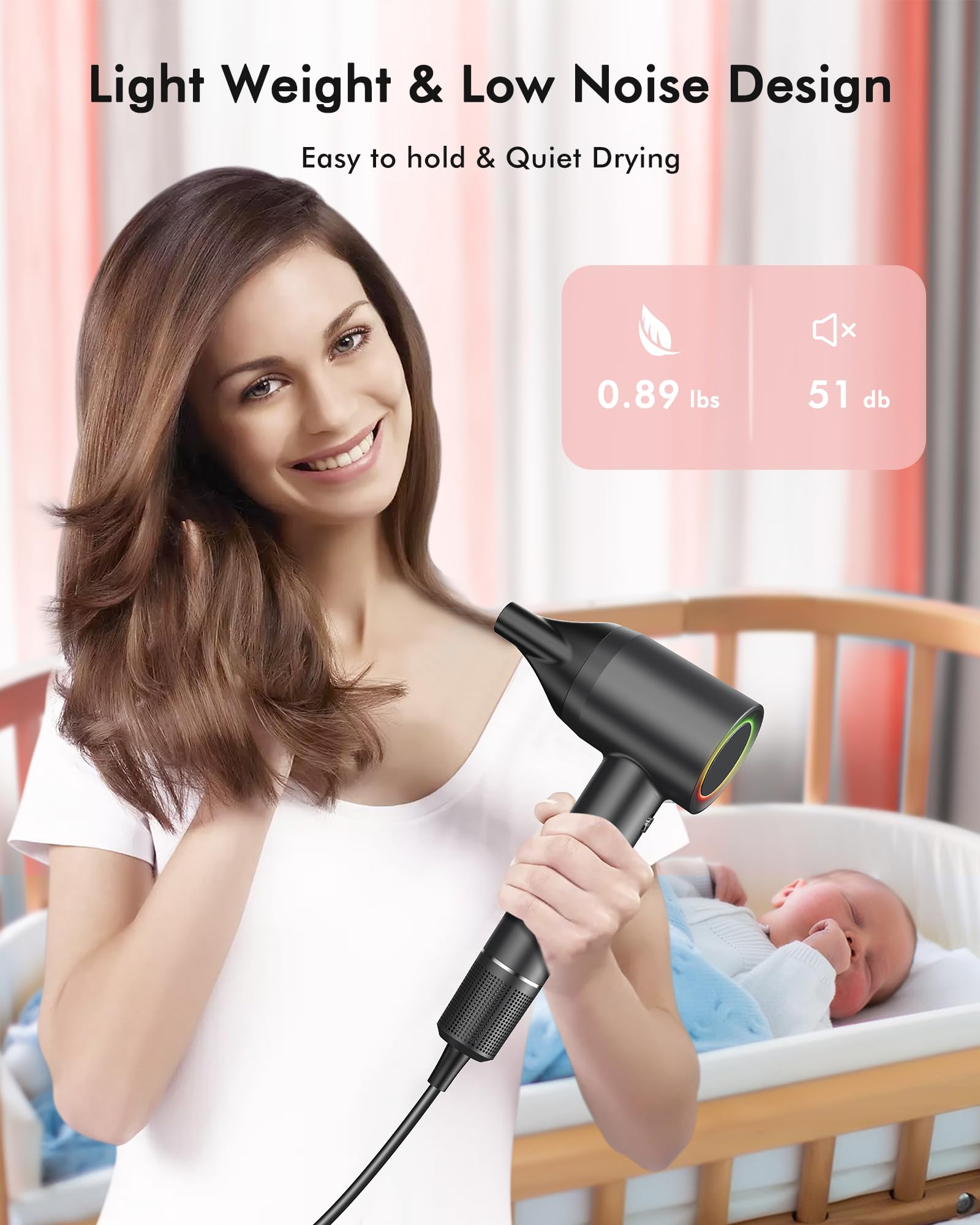 OIMYE compact lightweight design ideal for long drying sessions.