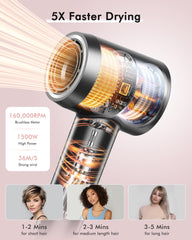 OIMYE hair dryer demonstrates ionic technology for frizz reduction and shine.