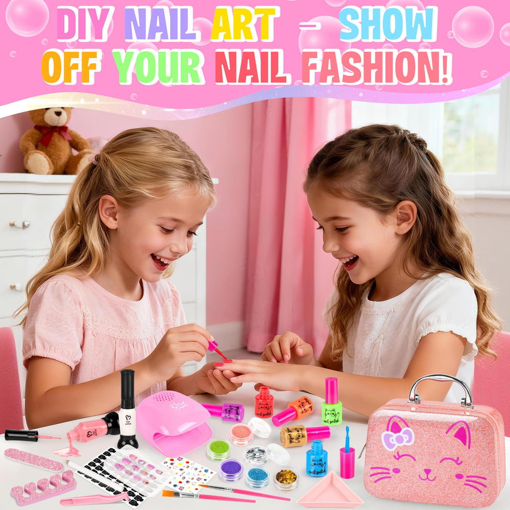 Oisacirg glitter powder adds sparkle to kids' nail art creations.