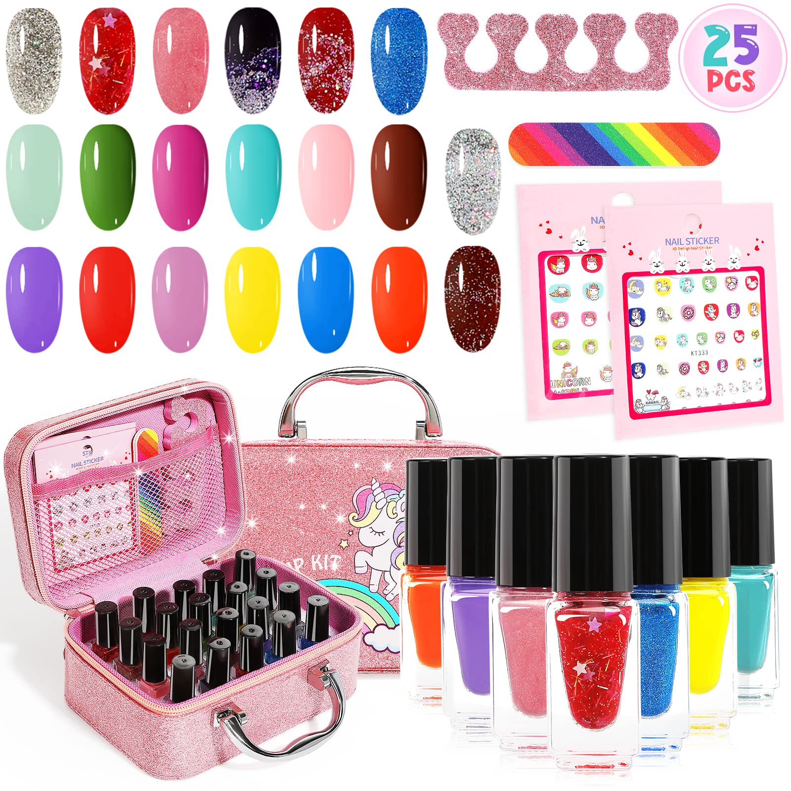 Oisacirg Kids Nail Polish Set color box displaying 20 colors for creative play