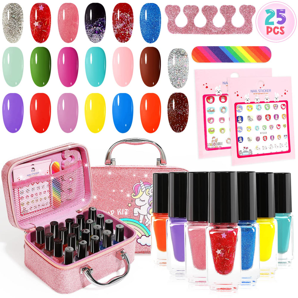 Oisacirg Kids Nail Polish Set color box displaying 20 colors for creative play