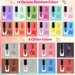 Oisacirg Kids Nail Polish Set color swatches showing vibrant options for art