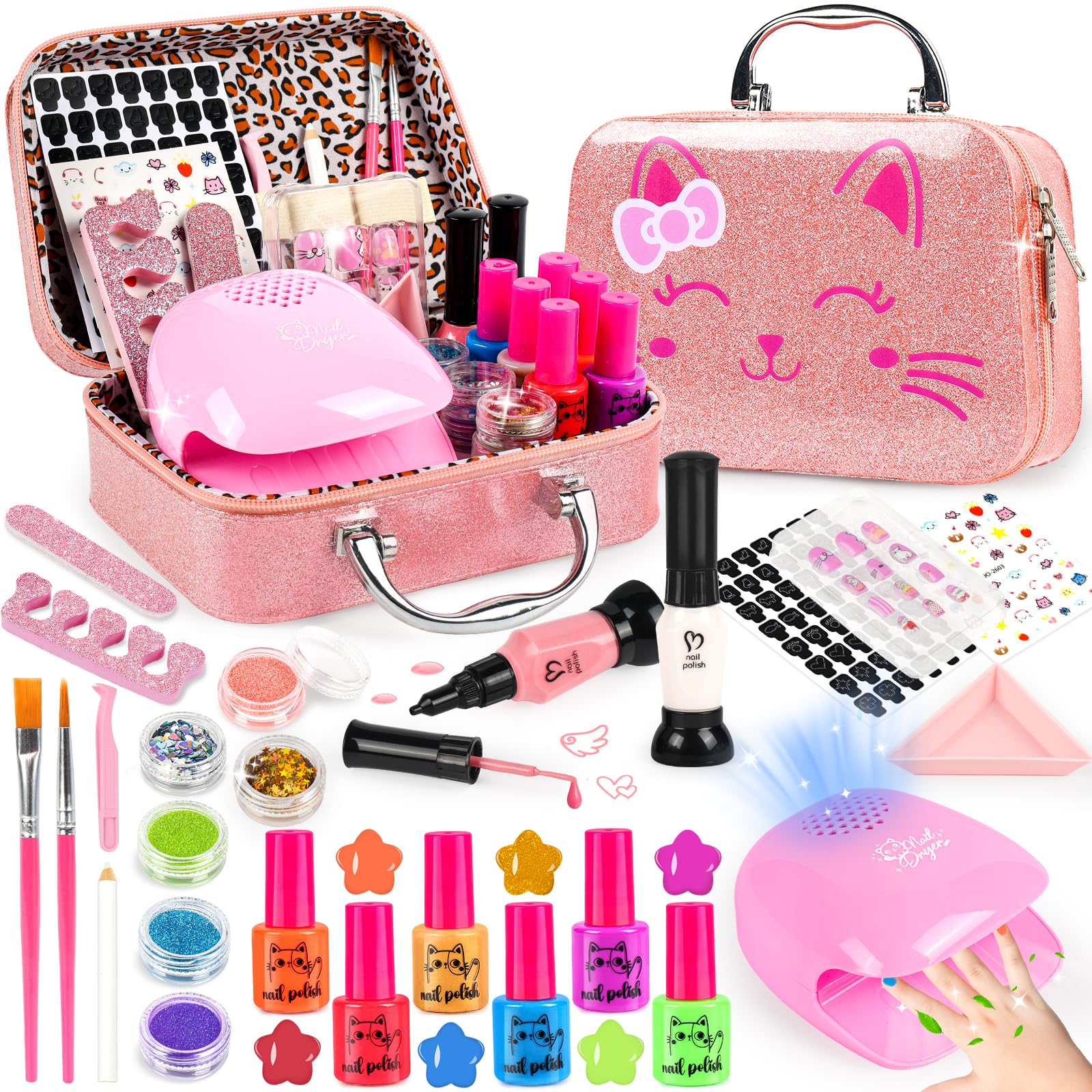 Oisacirg kids nail polish set with a cute storage case for organized fun.