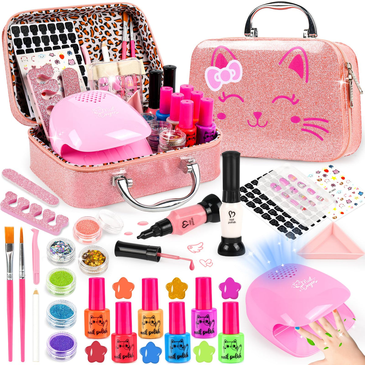 Oisacirg kids nail polish set with a cute storage case for organized fun.