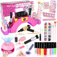 Oisacirg Kids Nail Polish Set storage table with rainbow bridge enables tidy, creative play.