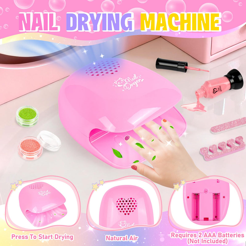 Oisacirg nail dryer that uses air to dry polish quickly and safely.