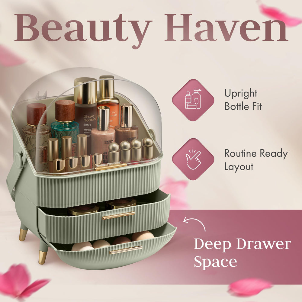 Oizeir Covered Makeup Countertop smooth surface is easy to wipe clean.