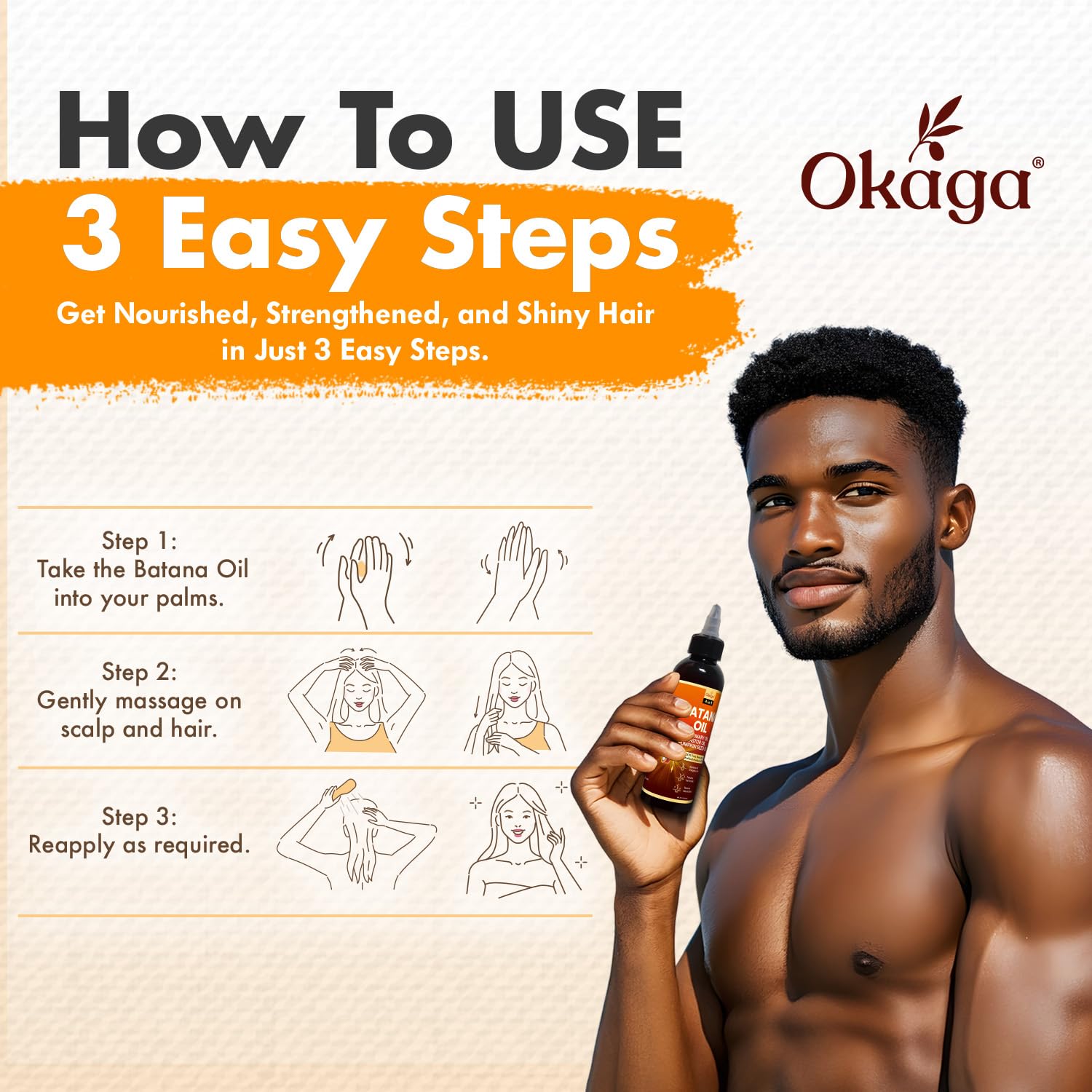 Okaga Batana Oil hair shine closeup reveals soft, vibrant strands