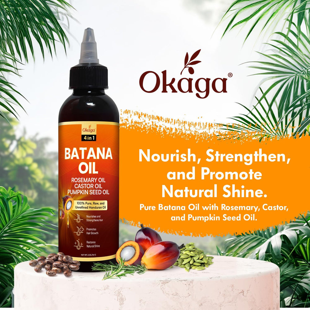 Okaga Batana Oil ingredients rosemary castor pumpkin—natural blend supports scalp conditioning