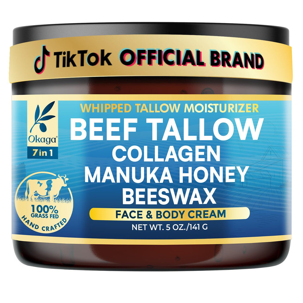 Okaga beef-tallow-balm open jar rich texture for deep hydration