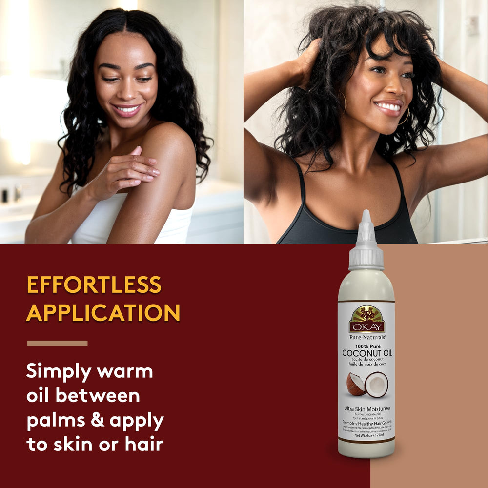 OKAY coconut oil massage-oil shot conveys soothing, fragrance-filled massage.