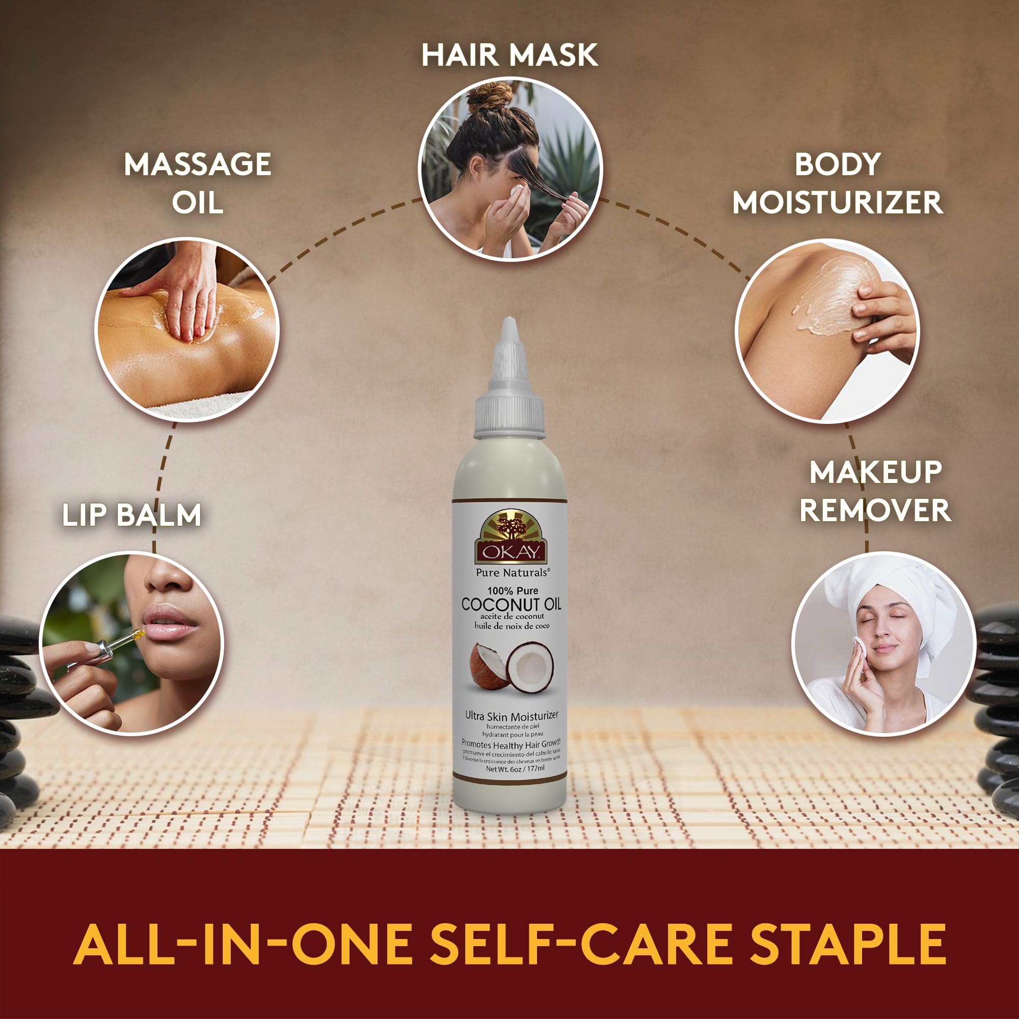 OKAY coconut oil packaging-box product shot emphasizes natural, pure formula.
