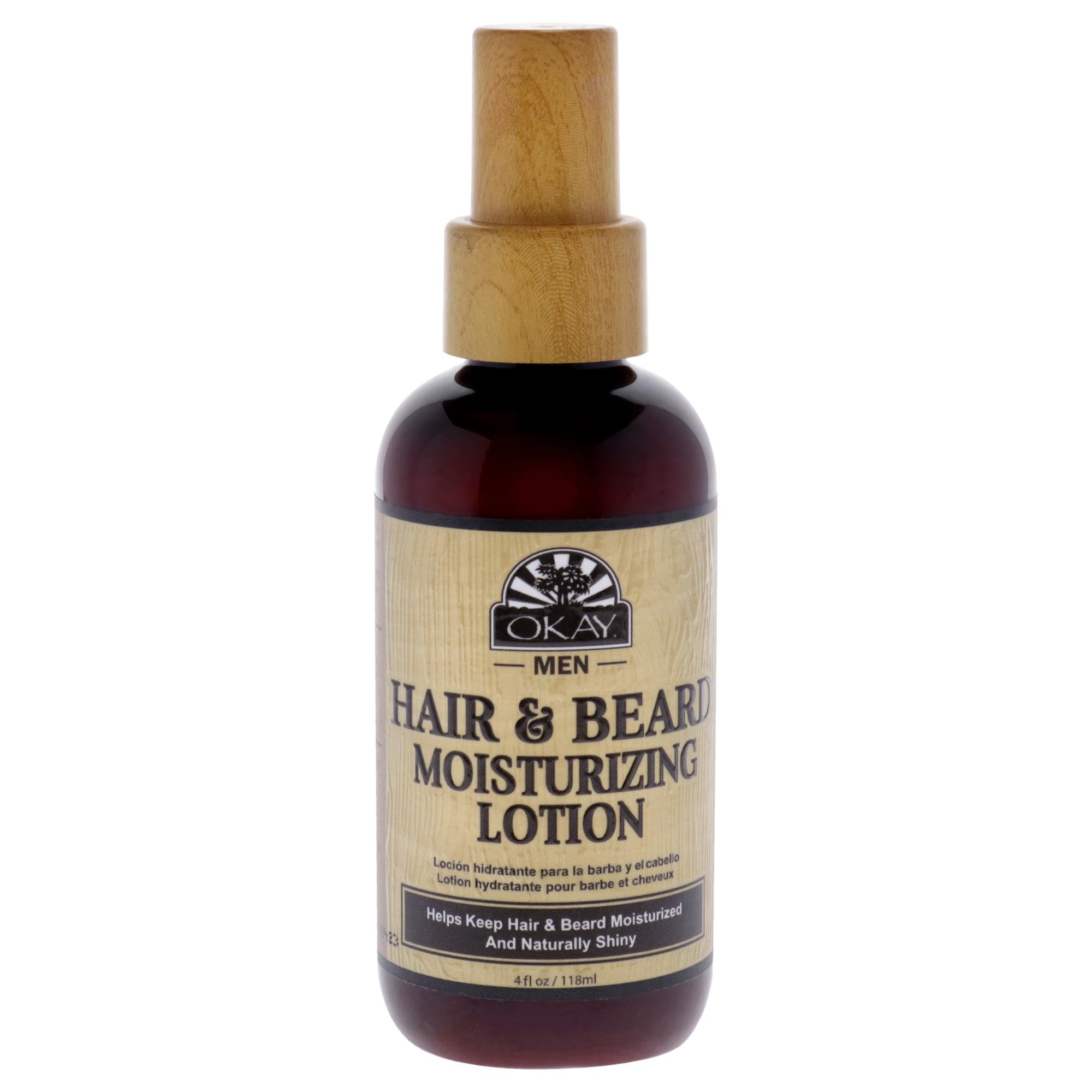 OKAY for MEN beard and hair moisturizing lotion bottle for daily hydration and conditioning