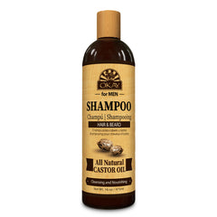 OKAY for MEN Castor Oil Shampoo bottle front, showcasing hydrating formula.