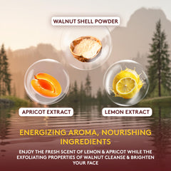 OKAY Oil Control Facial Scrub lemon-brightening closeup illustrates radiant, even-toned skin potential.
