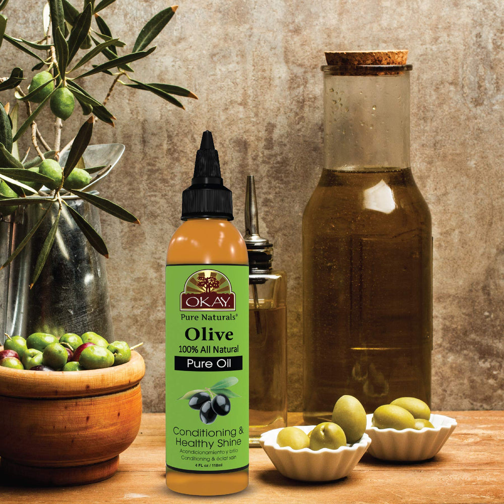 OKAY olive oil bottle-closeup showcases premium cold-pressed formula.
