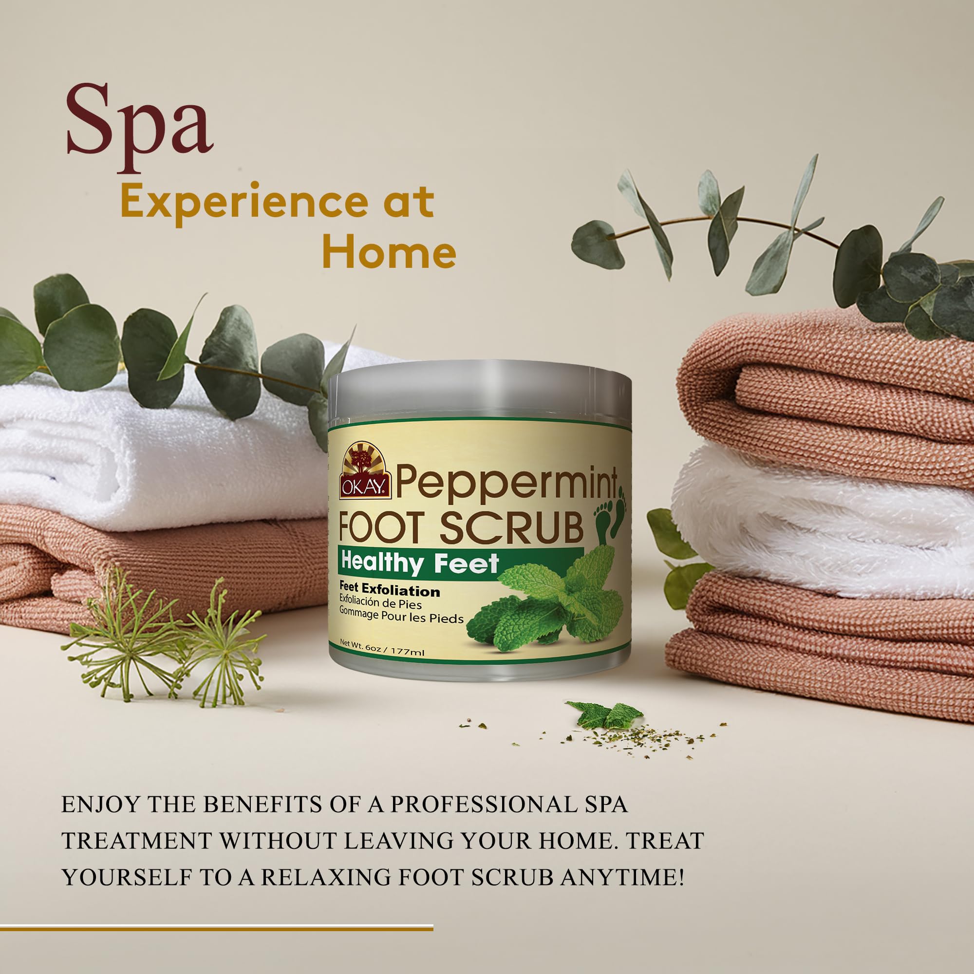 OKAY Peppermint Foot Scrub nourishing coconut oil supports moisturized skin