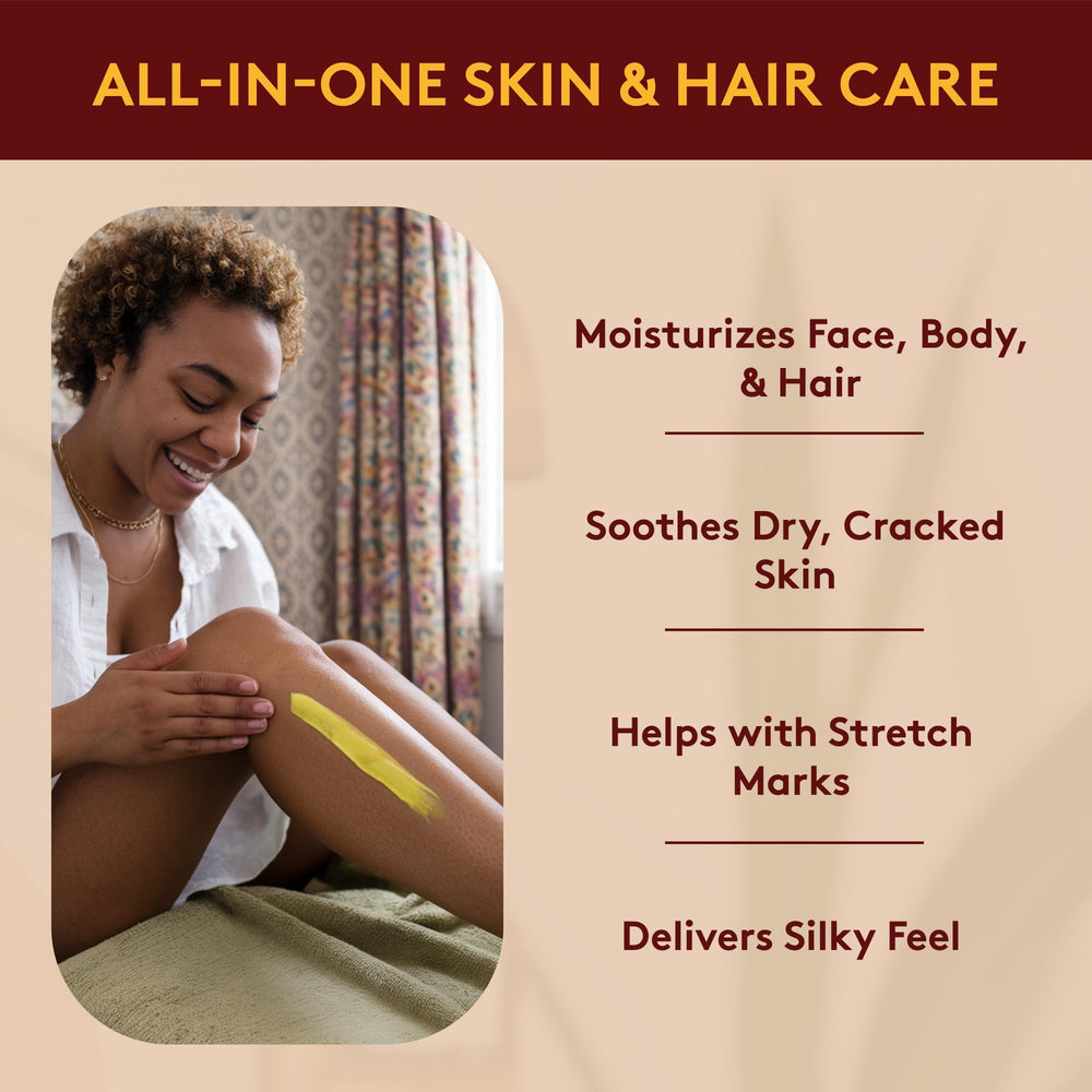 OKAY Shea Butter jar with ingredients list and origin details.