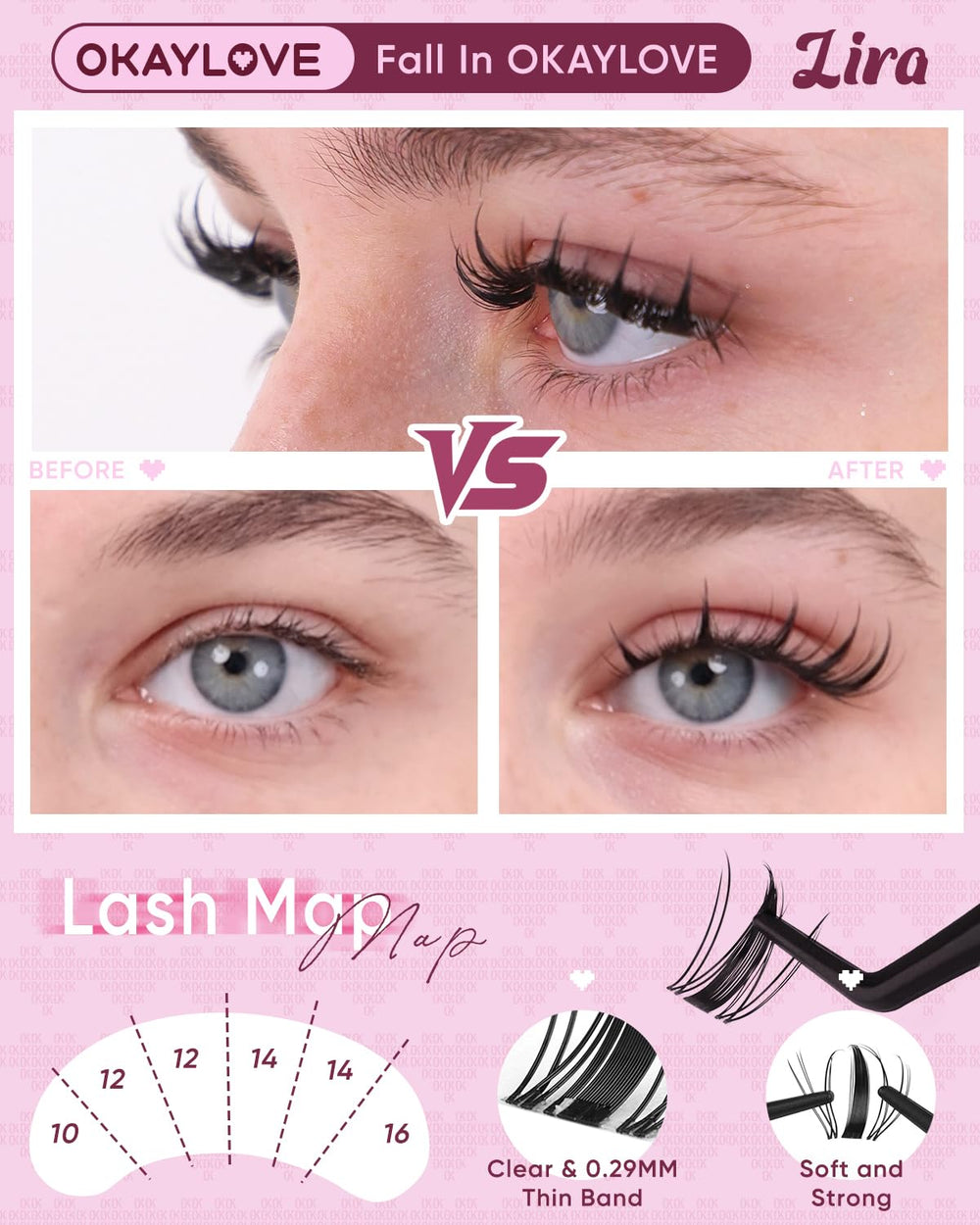 OKAYLOVE CC curl lashes image highlights natural lift without overdoing it