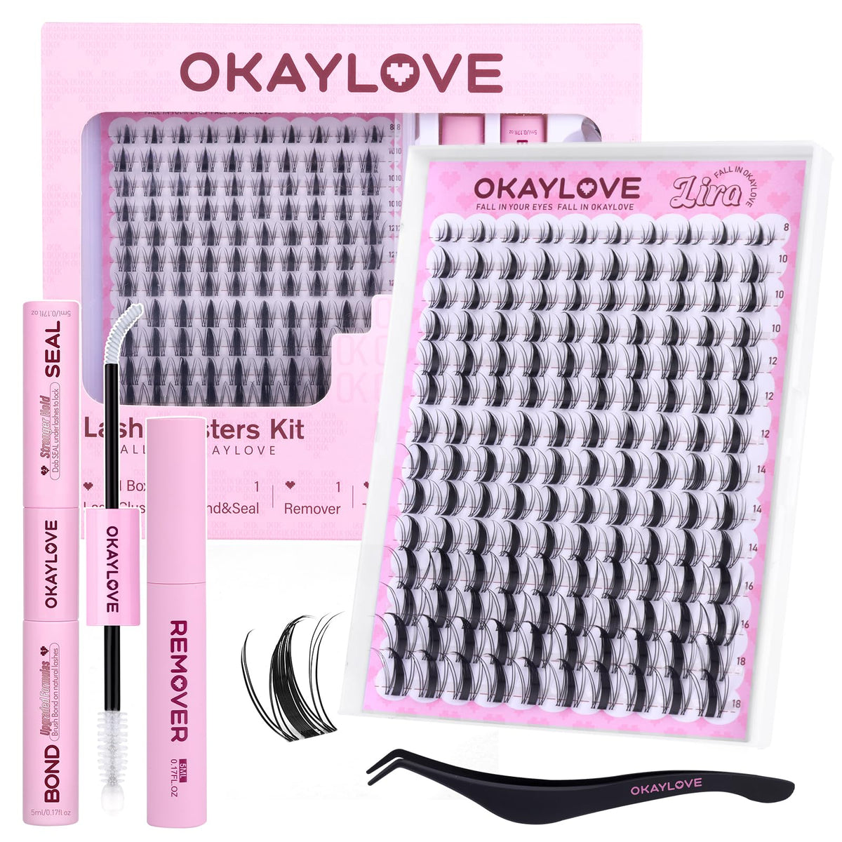 OKAYLOVE LIRA manga lash clusters 140pcs kit for fluttery anime-inspired look
