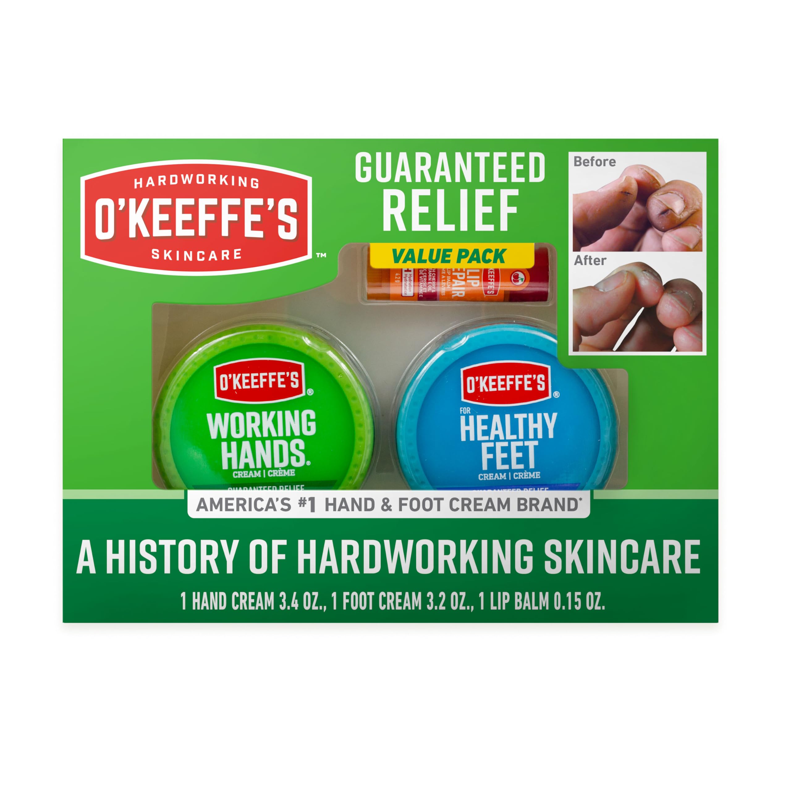 O'Keeffe's Lip Repair Cherry giftbox image showing moisture protection for lips