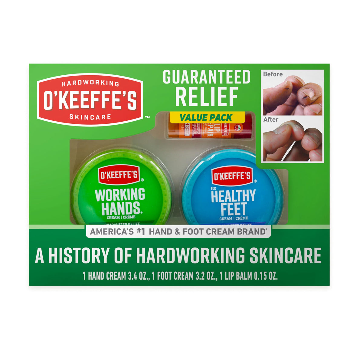 O'Keeffe's Lip Repair Cherry giftbox image showing moisture protection for lips