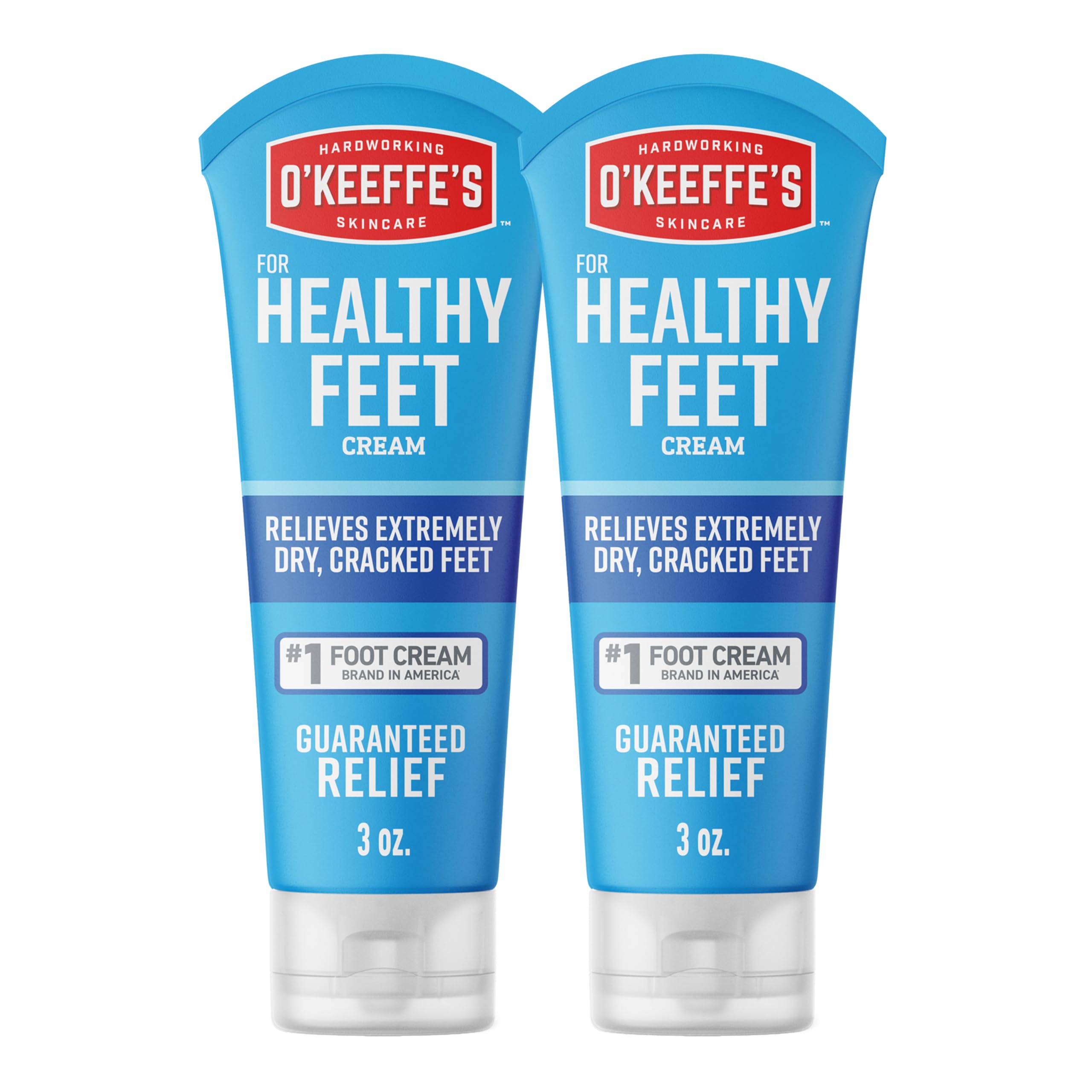O'Keeffe's Healthy Feet 2-pack box and tubes show on-the-go moisture care for dry feet.