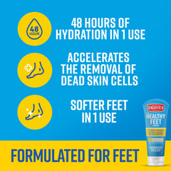 Close-up of AHAs, urea, and shea butter signals a robust foot care formula.