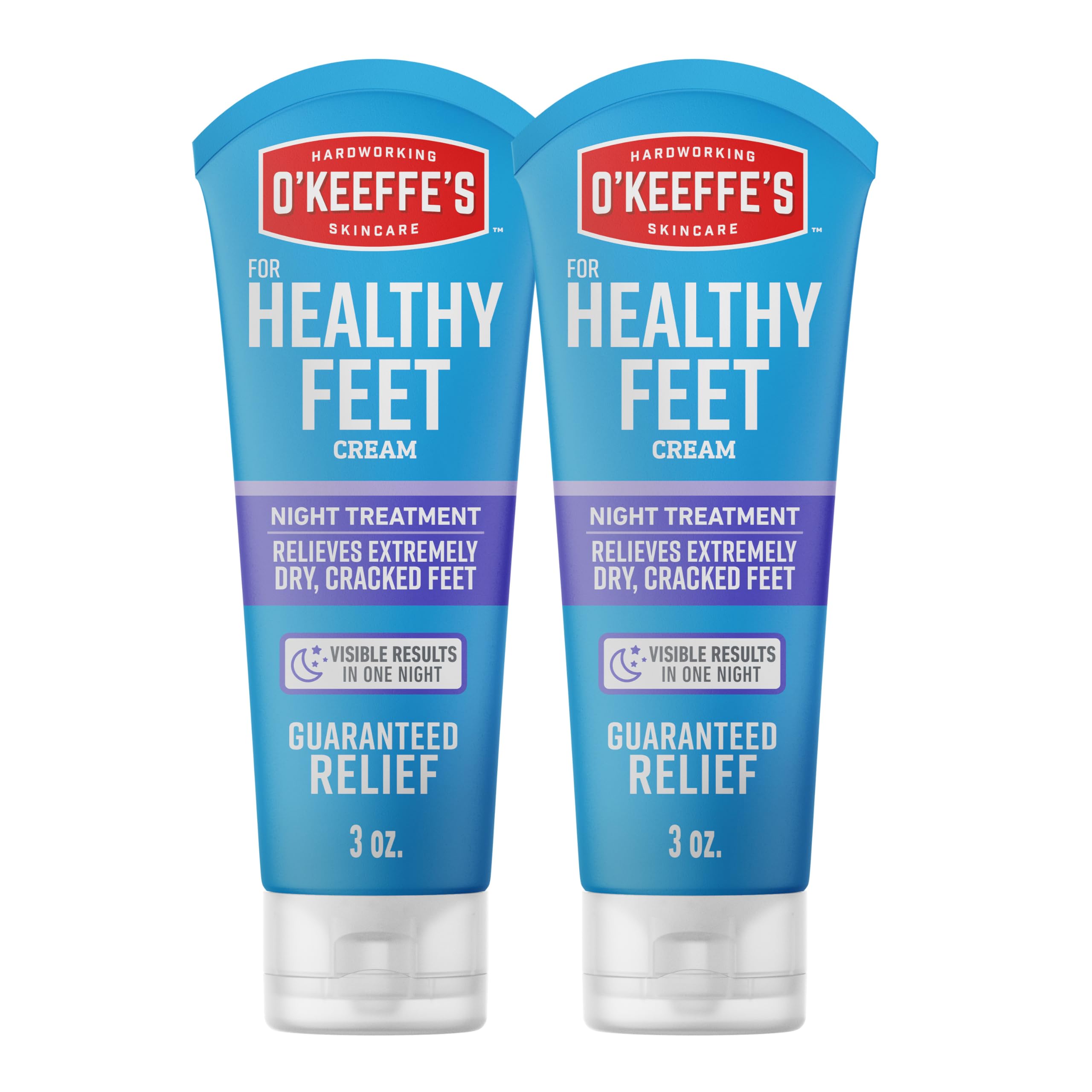 O'Keeffe's Healthy Feet Night Treatment tube packaging ready for overnight hydration.