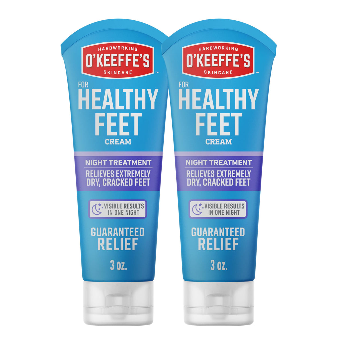 O'Keeffe's Healthy Feet Night Treatment tube packaging ready for overnight hydration.