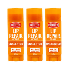 O'Keeffe's Lip Repair stick on lips delivers intense moisture for dry lips.