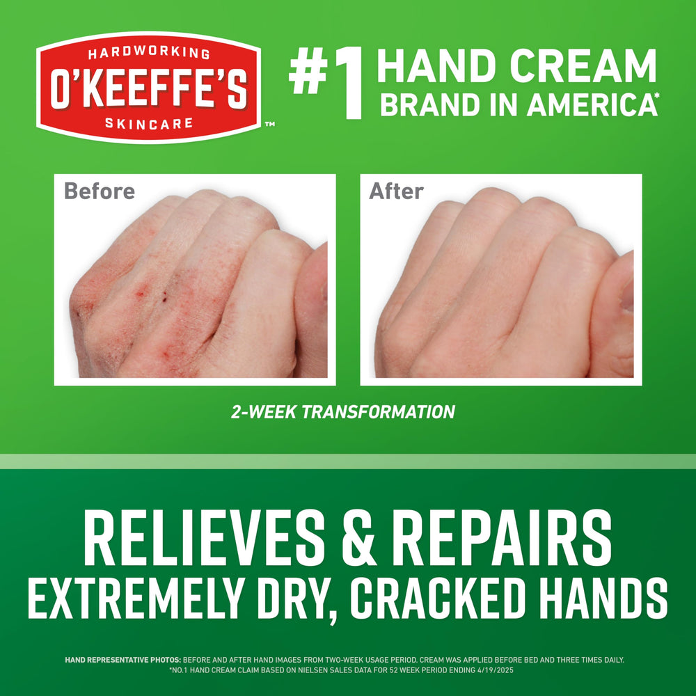 O'Keeffe's Working Hands cream-dispense demonstrates easy one-handed application